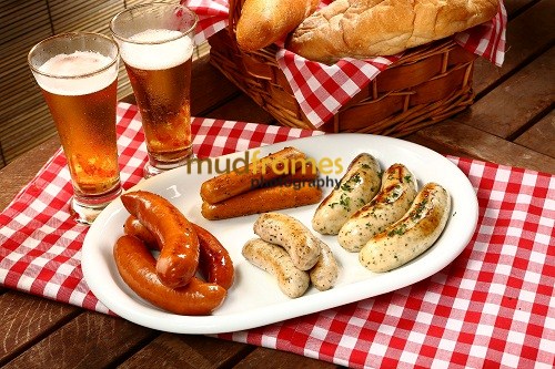 Food photography of German sausages for Oktoberfest
