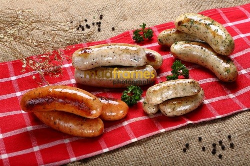 Food photography of German sausages for Oktoberfest