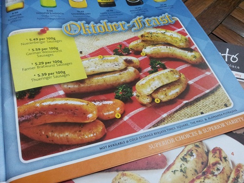 German sausages featured in Cold Storage product catalogue for Oktoberfest 2012