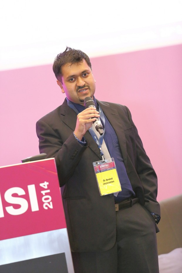 Dr Arvind Jayaseelan speaking during MISI 2014