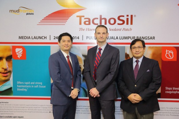 From left: Mr. Kwa Kheng Hoe, Dr. Adam Brooks, Dr. Shaharin Shaharuddin; during Tachosil media launch in Malaysia
