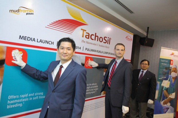 From left: Mr. Kwa Kheng Hoe, Dr. Adam Brooks, Dr. Shaharin Shaharuddin; during Tachosil media launch in Malaysia