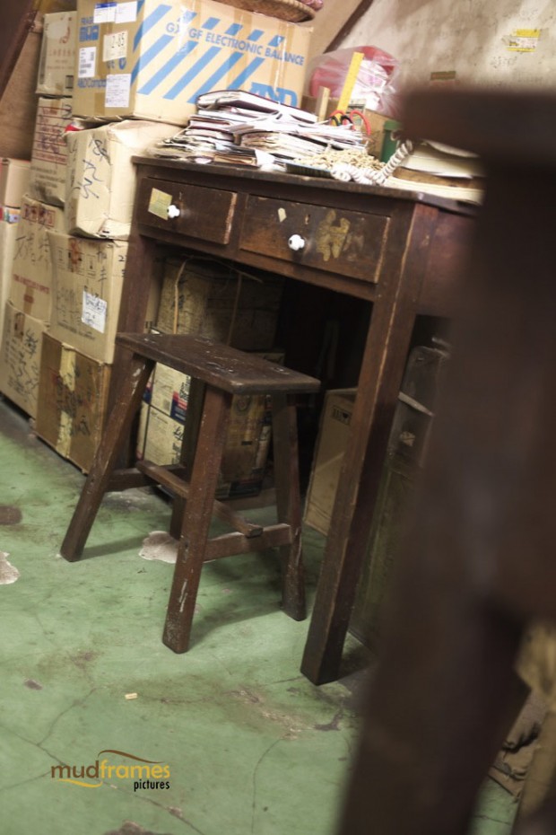 Old furniture at Kok Ann medical store, a traditional chinese medicine outlet at Kuching, Malaysia