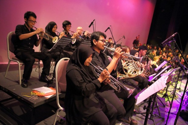 The UM Big Band Orchestra playing during the KL International Jazz Festival 2014 at University Malaya's Experimental Theatre