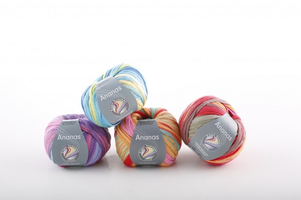 Product photography of balls of yarn